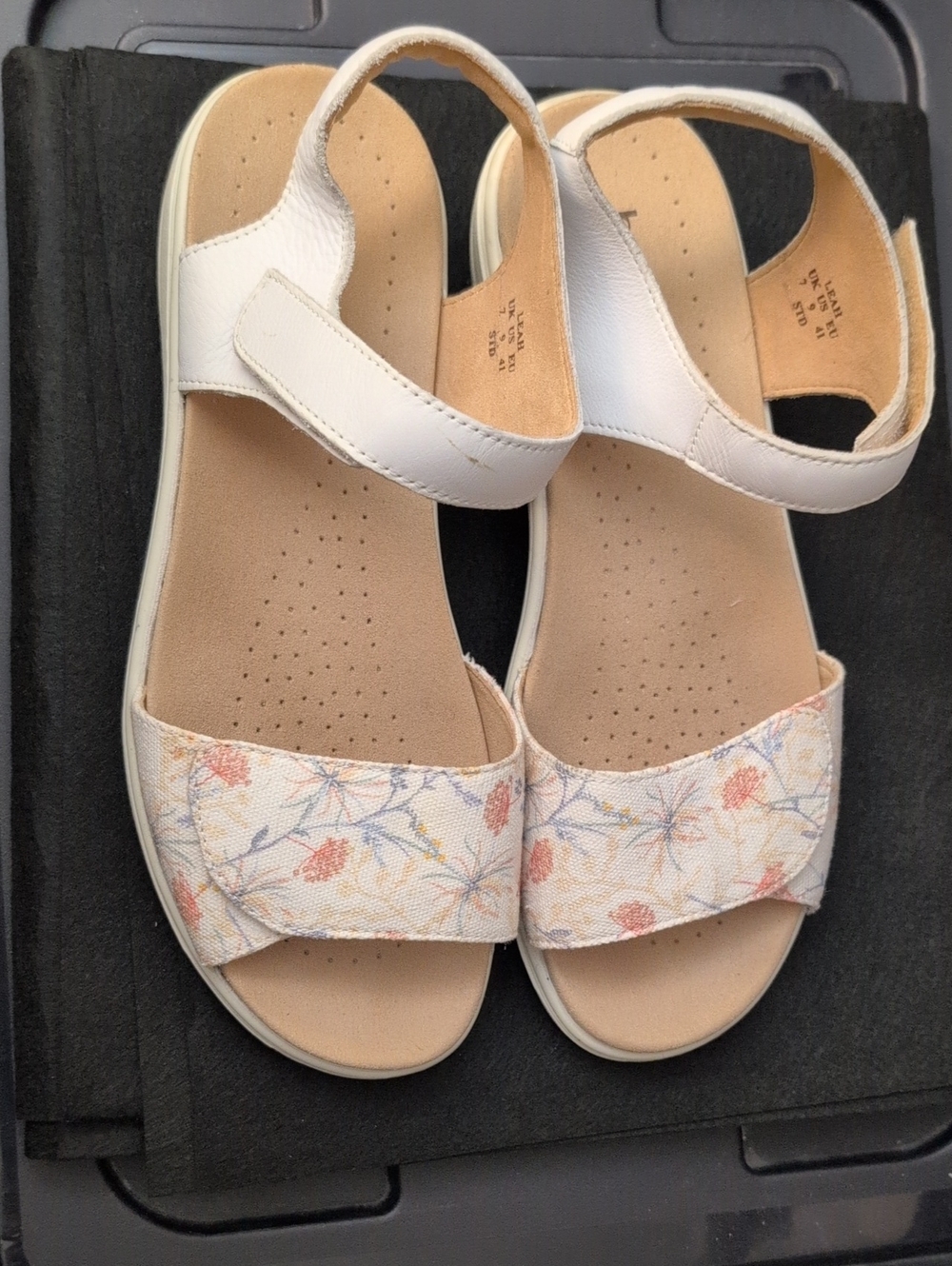 hotter White Floral Print Strap Sandals
